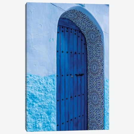 Africa, Morocco, Chefchaouen. Arch Over Wooden Door. Canvas Print #JYG814} by Jaynes Gallery Canvas Art Print