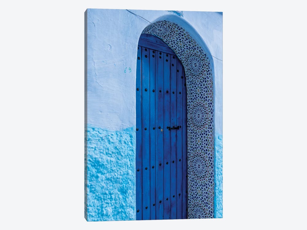 Africa, Morocco, Chefchaouen. Arch Over Wooden Door. by Jaynes Gallery 1-piece Canvas Wall Art