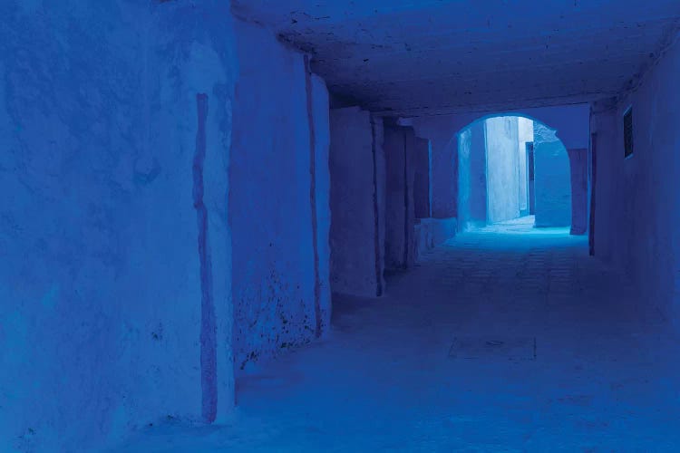 Africa, Morocco, Chefchaouen. Blue-Painted Alley.