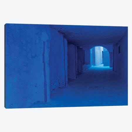 Africa, Morocco, Chefchaouen. Blue-Painted Alley. Canvas Print #JYG815} by Jaynes Gallery Canvas Print