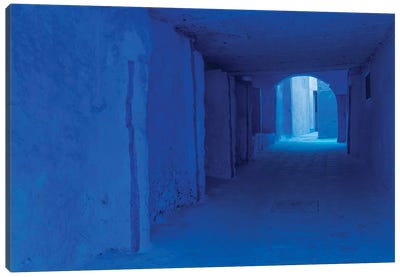 Africa, Morocco, Chefchaouen. Blue-Painted Alley. Canvas Art Print - Jaynes Gallery