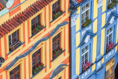 Czech Republic, Prague. Colorful Buildings In Old Town. by Jaynes Gallery canvas print