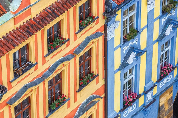 Czech Republic, Prague. Colorful Buildings In Old Town.