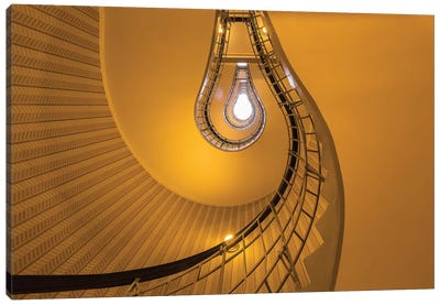 Czech Republic, Prague. Stairwell In The House Of The Black Madonna. Canvas Art Print - Stairs & Staircases