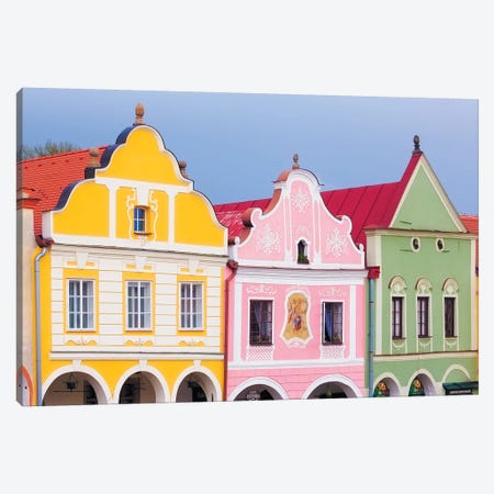 Czech Republic, Telc. Colorful Houses On Main Square. Canvas Print #JYG899} by Jaynes Gallery Canvas Artwork
