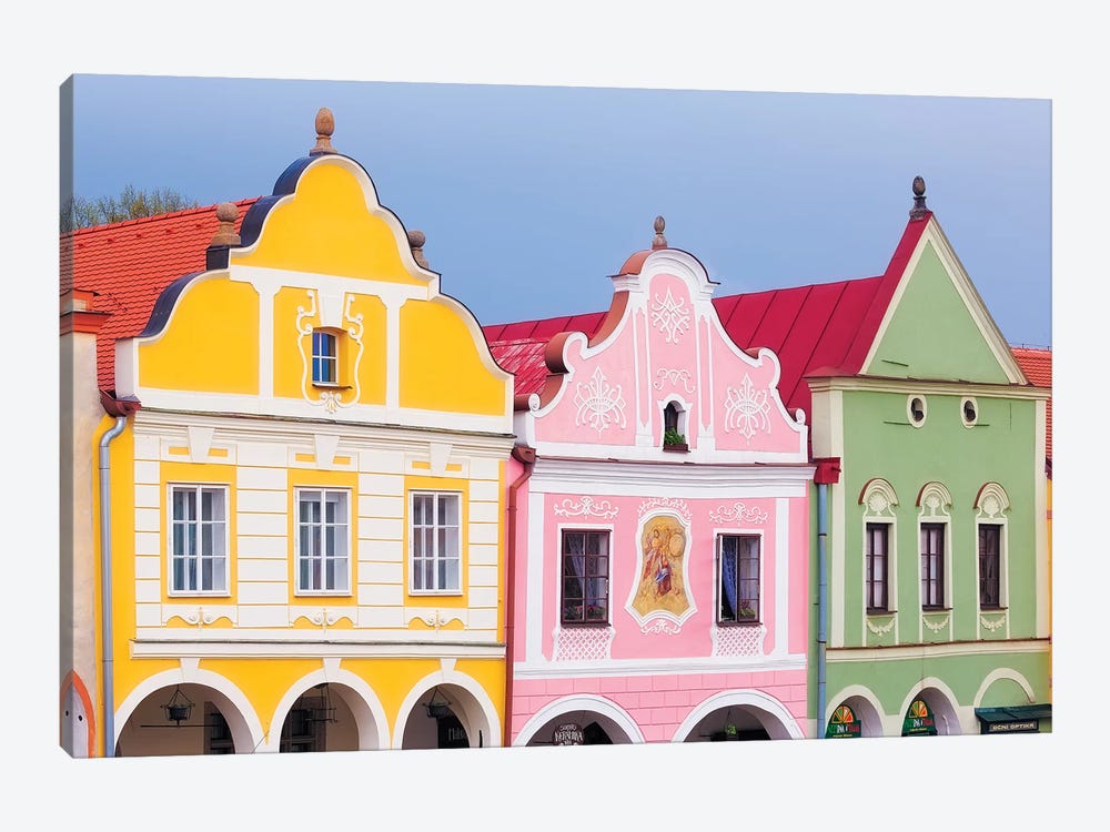 Czech Republic, Telc. Colorful Houses On Main Square. by Jaynes Gallery 1-piece Art Print