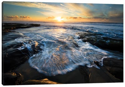 USA, California, La Jolla. Shore waves at sunset. Canvas Art Print - San Diego Art