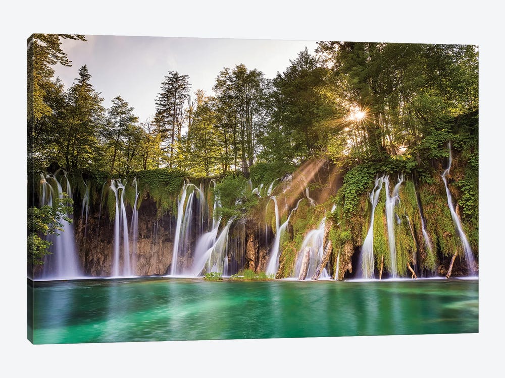 Europe, Croatia, Plitvice Lakes National Park. Waterfall Landscape. by Jaynes Gallery 1-piece Canvas Art Print