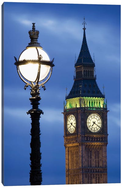 Europe, Great Britain, London, Big Ben. Clock Tower Lamp Post. Canvas Art Print - Big Ben