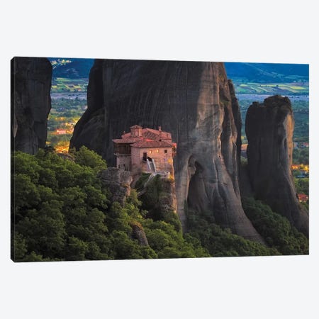 Europe, Greece, Meteora. Isolated Monastery On Cliff. Canvas Print #JYG916} by Jaynes Gallery Canvas Wall Art