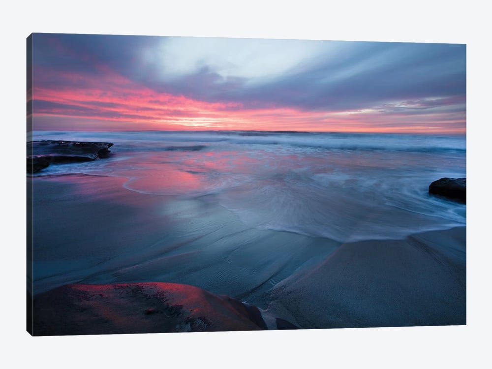 USA, California, La Jolla. Sunset over beach I 1-piece Canvas Art Print