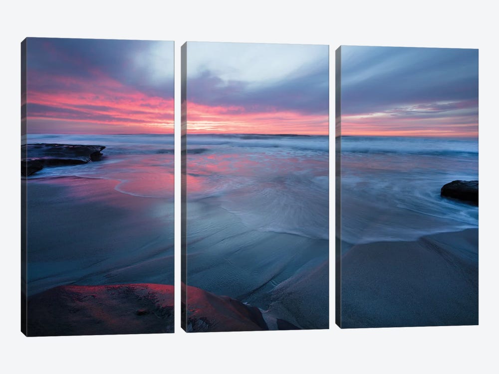 USA, California, La Jolla. Sunset over beach I 3-piece Canvas Print
