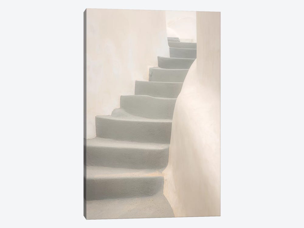 Europe, Greece, Santorini, Thira. White Stairway And Walls. by Jaynes Gallery 1-piece Canvas Wall Art