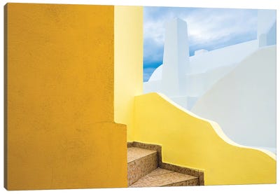 Europe, Greece, Santorini. Stairs And Building Shapes. Canvas Art Print - Stairs & Staircases