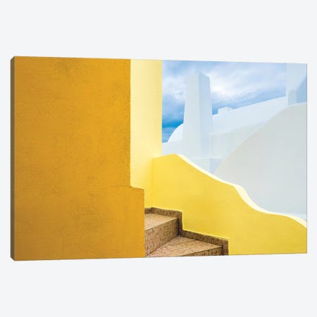 Europe, Greece, Santorini. Stairs And Building Shapes. Canvas Print #JYG921} by Jaynes Gallery Canvas Artwork