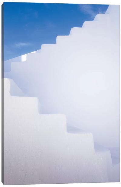 Europe, Greece, Santorini. Stairway And Shapes. Canvas Art Print - Stairs & Staircases