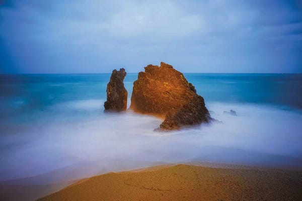 Liguria: Europe, Italy, Monterosso. Rocks And Ocean Beach. by Jaynes Gallery