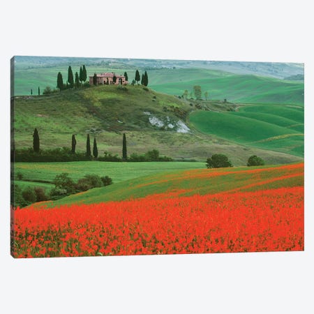 Europe, Italy, Tuscany. The Belvedere Villa Landmark And Farmland. Canvas Print #JYG930} by Jaynes Gallery Art Print