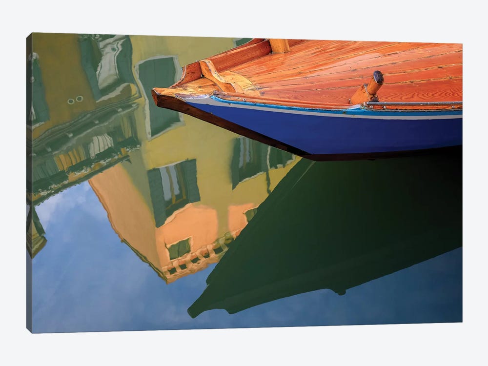 Europe, Italy, Venice. Gondola And Building Reflect In Canal. by Jaynes Gallery 1-piece Art Print