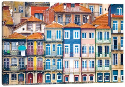 Europe, Portugal, Porto. Colorful Building Facades Next To Douro River. Canvas Art Print - Porto