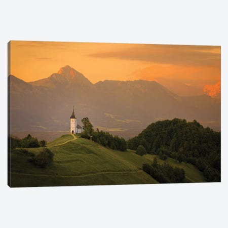 Europe, Slovenia. Chapel Of St. Primoz At Sunset. Canvas Print #JYG938} by Jaynes Gallery Canvas Print