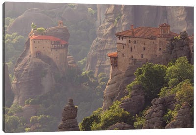 Greece, Meteora. Isolated Monasteries On Cliffs. Canvas Art Print