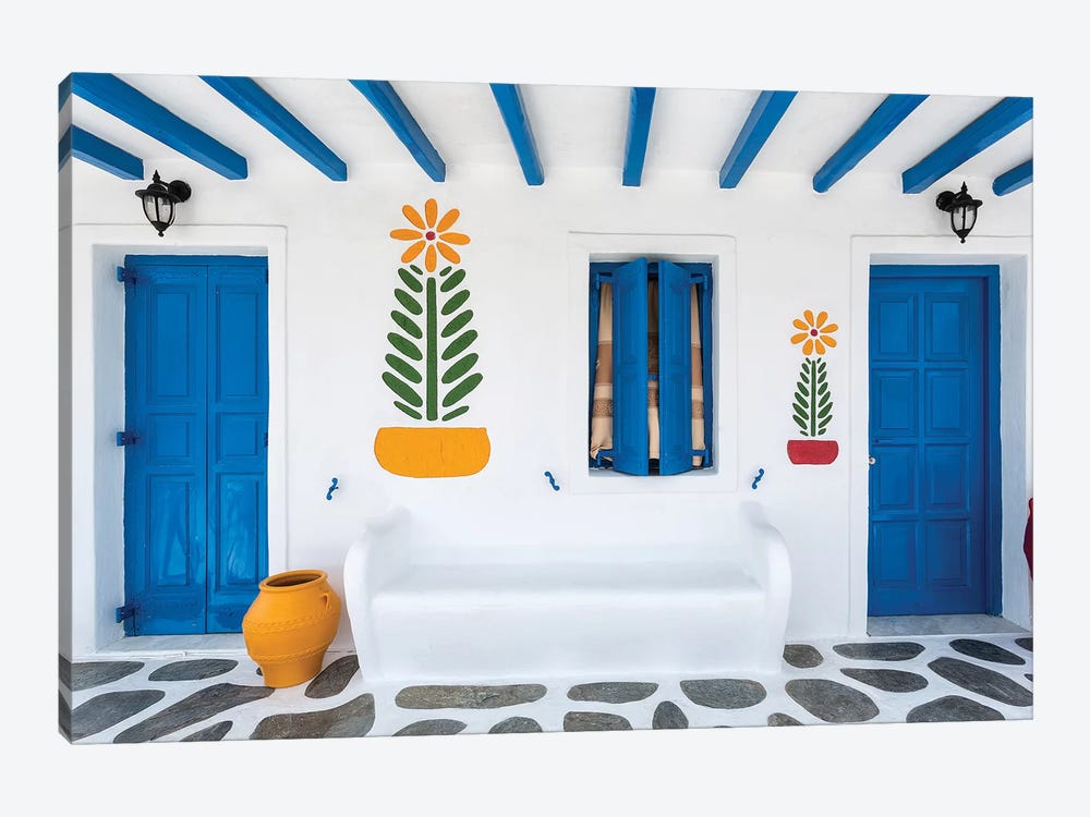 Greece, Mykonos. Colorful House Exterior. by Jaynes Gallery 1-piece Art Print
