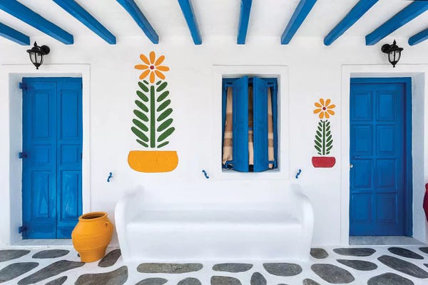 Doors: Greece, Mykonos. Colorful House Exterior. by Jaynes Gallery