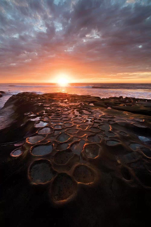 USA, California, La Jolla. Sunset over tide pools.