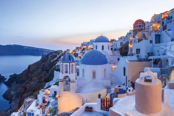 Danita Delimont Photography: Greece, Santorini, Oia. Sunset On Coastal Town. by Jaynes Gallery