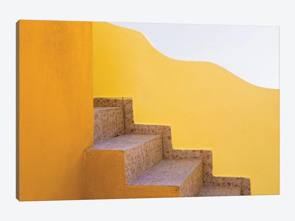 Greece, Santorini. Stairs And Building Shapes. by Jaynes Gallery 1-piece Canvas Wall Art