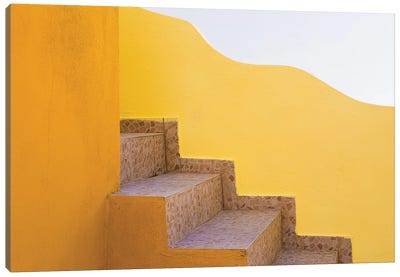 Greece, Santorini. Stairs And Building Shapes. Canvas Art Print - Stairs & Staircases