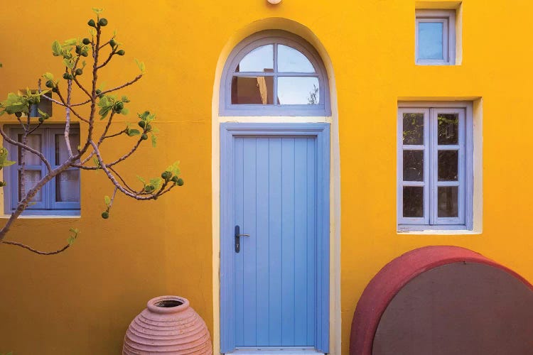 Greece, Thira. Colorful House Exterior.