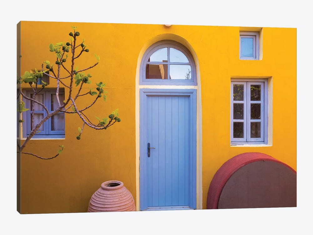 Greece, Thira. Colorful House Exterior. by Jaynes Gallery 1-piece Canvas Art Print
