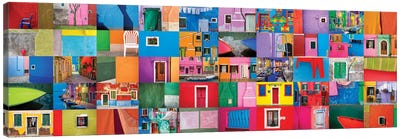 Italy, Burano. Collage Of Colorful Burano Images. Canvas Art Print - Burano