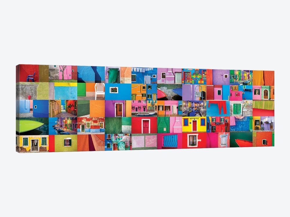 Italy, Burano. Collage Of Colorful Burano Images. by Jaynes Gallery 1-piece Canvas Wall Art