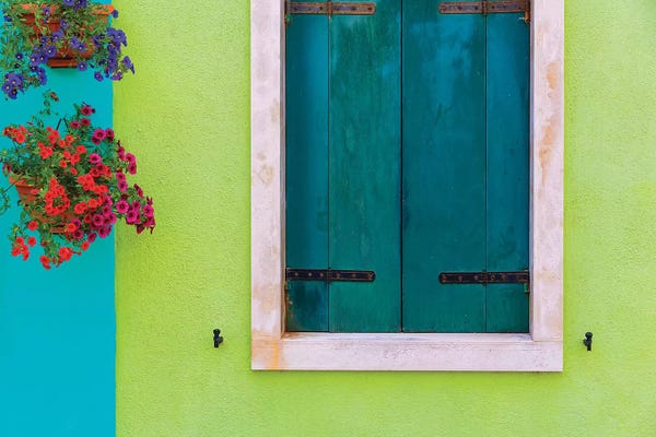 Doors: Italy, Burano. Colorful House Wall And Window. by Jaynes Gallery