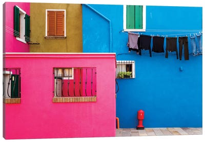 Italy, Burano. Colorful House Walls. Canvas Art Print - Burano