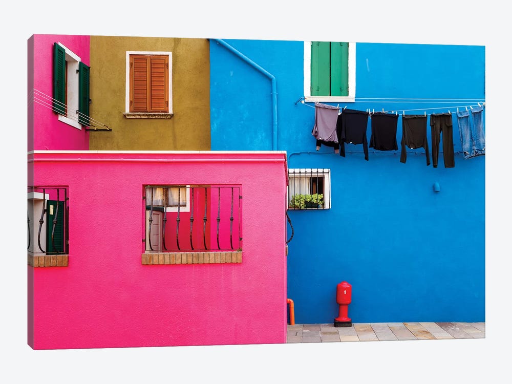 Italy, Burano. Colorful House Walls. by Jaynes Gallery 1-piece Canvas Art