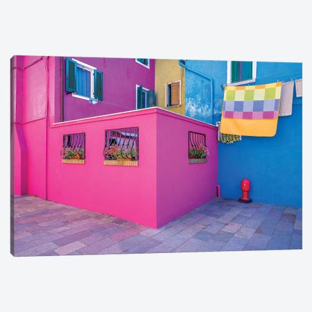 Italy, Burano. Colorful House Walls. Canvas Print #JYG965} by Jaynes Gallery Art Print