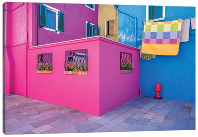 Italy, Burano. Colorful House Walls. Canvas Art Print - Burano