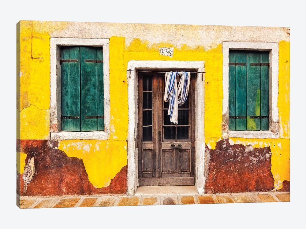 Italy, Burano. Weathered House Exterior. by Jaynes Gallery 1-piece Art Print