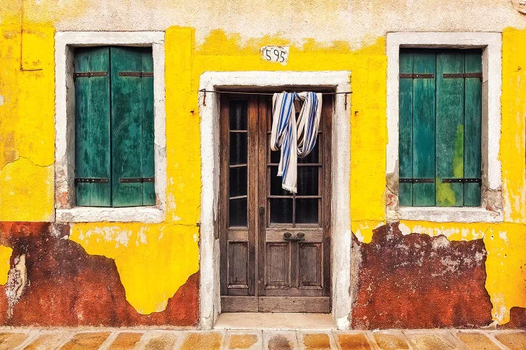 Italy, Burano. Weathered House Exterior.