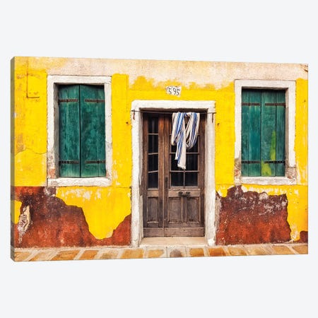 Italy, Burano. Weathered House Exterior. Canvas Print #JYG969} by Jaynes Gallery Canvas Artwork