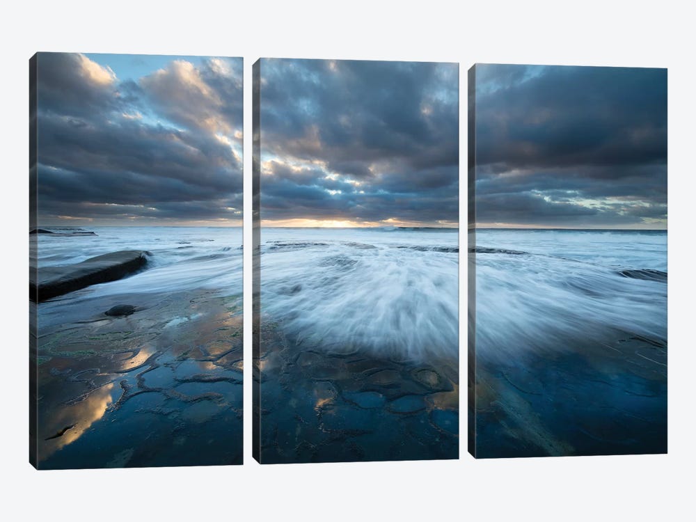 USA, California, La Jolla. Wave washes over tide pools. by Jaynes Gallery 3-piece Canvas Artwork