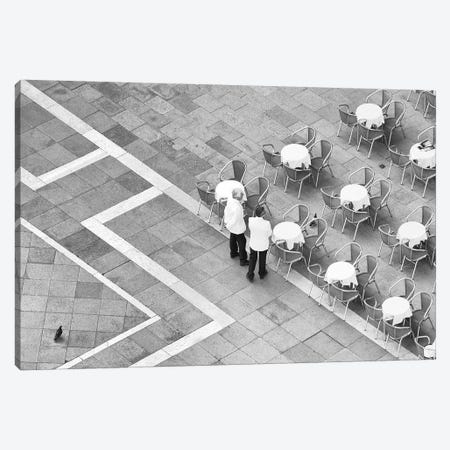 Italy, Venice. Black And White Looking Down On Waiters In San Marco Square From Campanile. Canvas Print #JYG985} by Jaynes Gallery Canvas Art Print