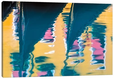 Italy, Venice. Gondolas And Building Reflect In Canal. Canvas Art Print - Water Art