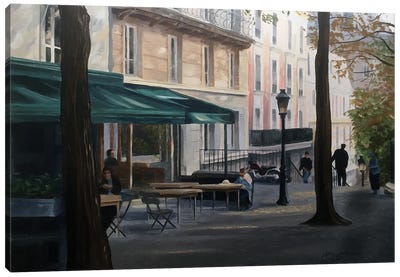 Quiet In Paris Canvas Art Print - Cafe Art