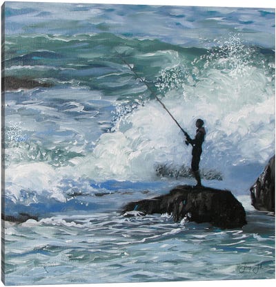 Fishing The Wild Canvas Art Print - Fishing Art