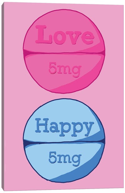 Love Happy Pill Pink Canvas Art Print - Jaymie Metz